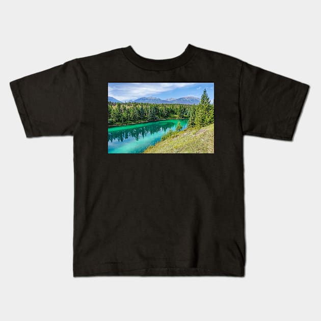 Third Lake Valley of the Five Lakes Jasper National Park Alberta Canada Kids T-Shirt by WayneOxfordPh